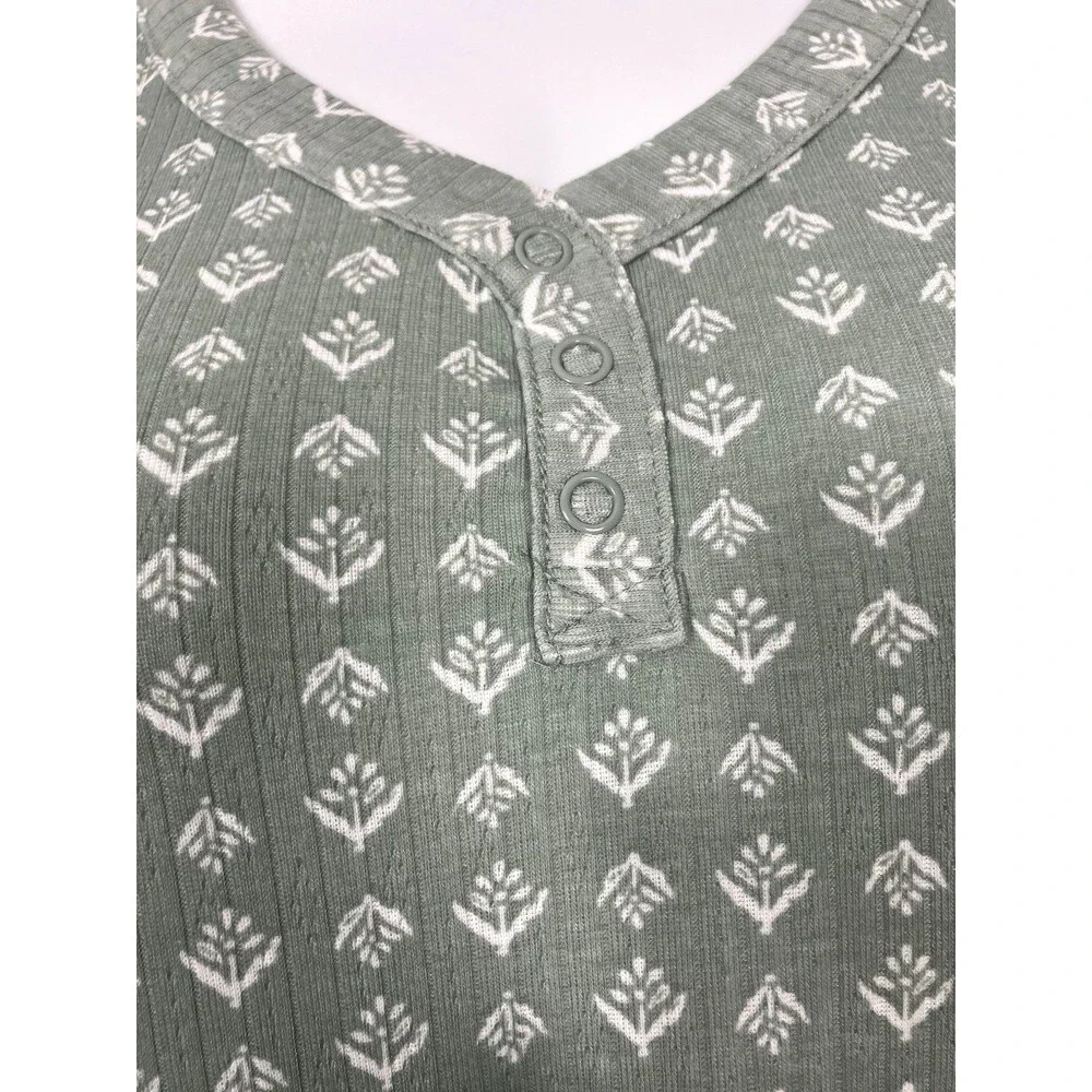 Live2Lounge 3 Piece Pointelle Pajama Set Green/White Size Large NWOT